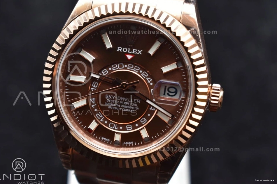 on RG Bracelet Best A23J Brown Dial Skydweller Noob Sleek Edition RG 1103 0210